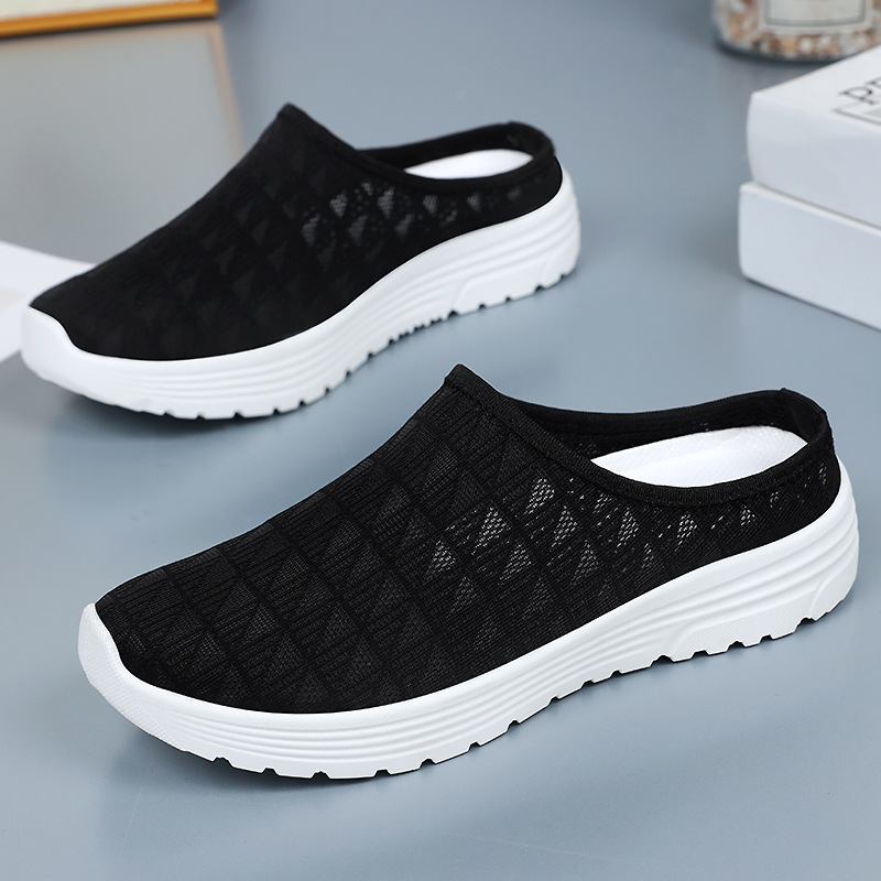 Women's casual shoes, breathable, half-flip-top, worn outside with a pair of slippers, cross-border large-sized fashionable and versatile women's single shoes Specification drawing