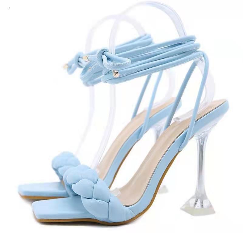 New summer 2021 women's sandals: Korean-style transparent crystal and European and American high-heeled sandals with fashionable straps Specification drawing