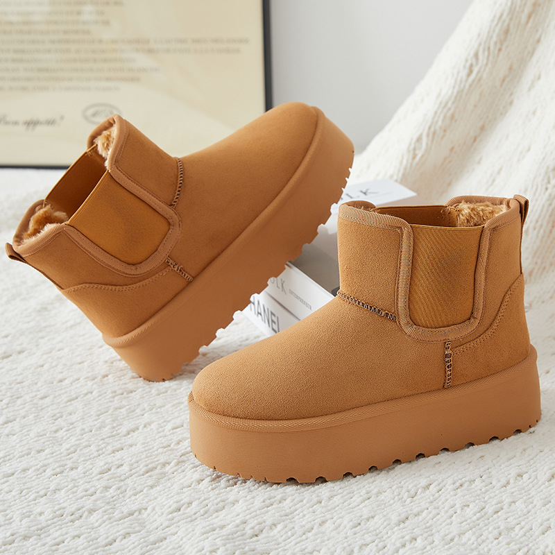 Women's snow boots, winter fleece and thickened cotton shoes, versatile women's boots, cold-proof and warm cotton boots, cross-border thick-soled boots full figure