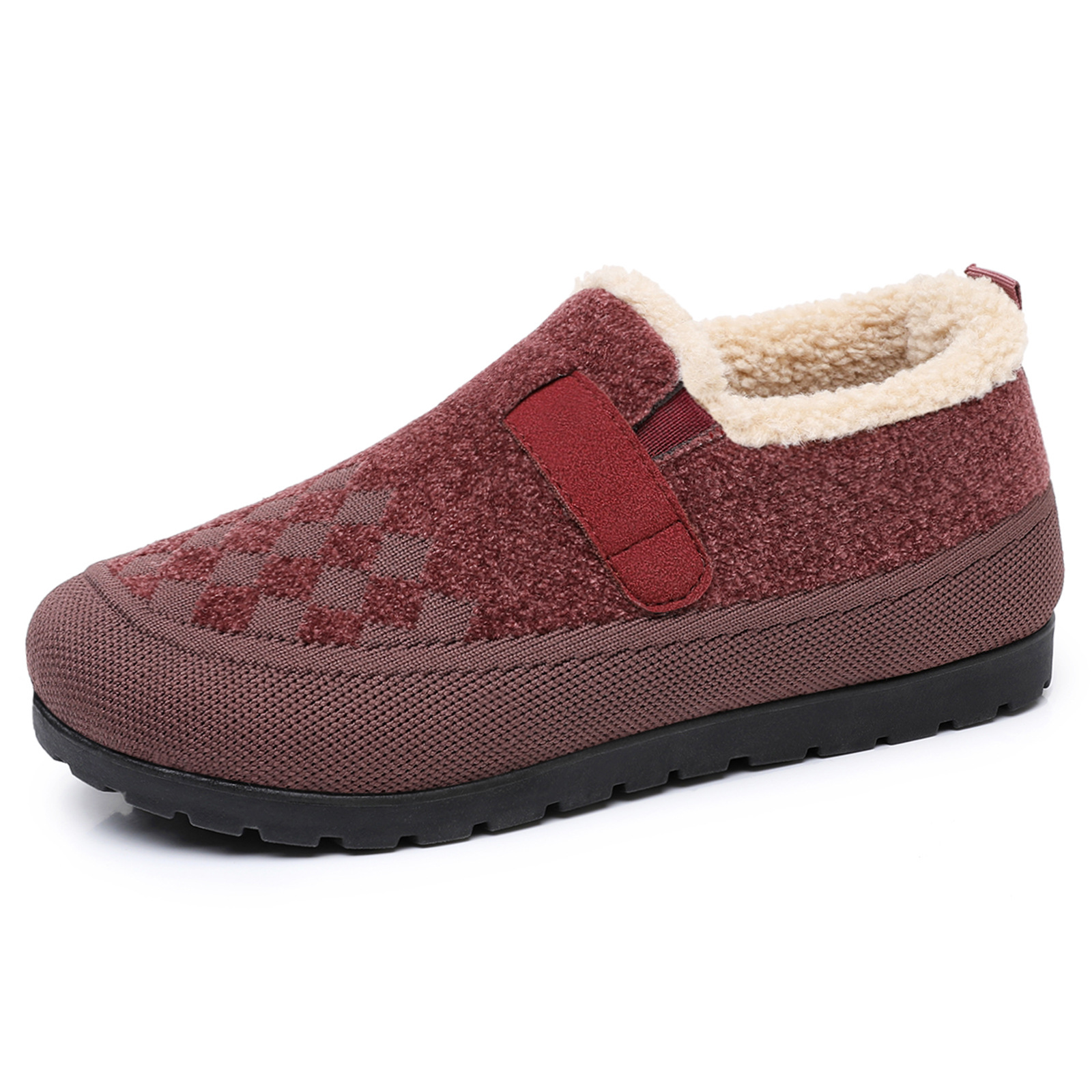 Women's cotton shoes with fleece, shoes for middle-aged and elderly mothers, cold-proof and warm women's ankle boots, one-foot snow boots, versatile cotton boots Item Picture