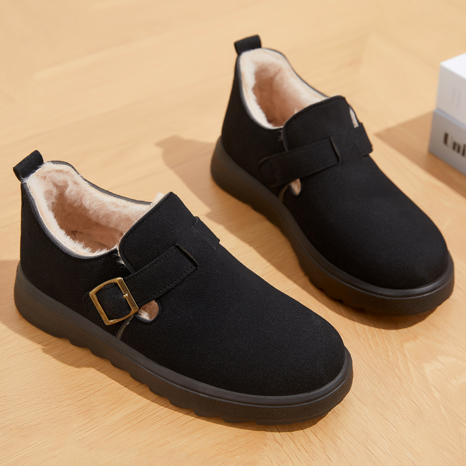 Women's cotton shoes, cold-proof and warm ankle boots, fleece and thickened snow boots, Burken shoes on one foot, cross-border versatile cotton boots details Picture