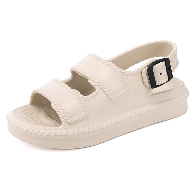 Summer new women's shoes and sandals: perforated, breathable and non-stuffy flat sandals, cross-border large-sized casual shoes, outerwear single shoes Item Picture