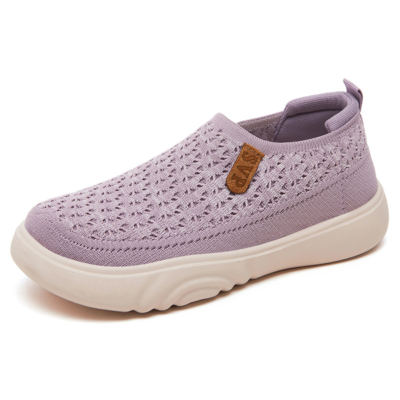 Women's shoes, versatile casual shoes, soft-soled shoes that don't tiring the feet, mother's shoes, middle-aged and elderly flying woven shallow opening breathable single shoes, cloth shoes Item Picture