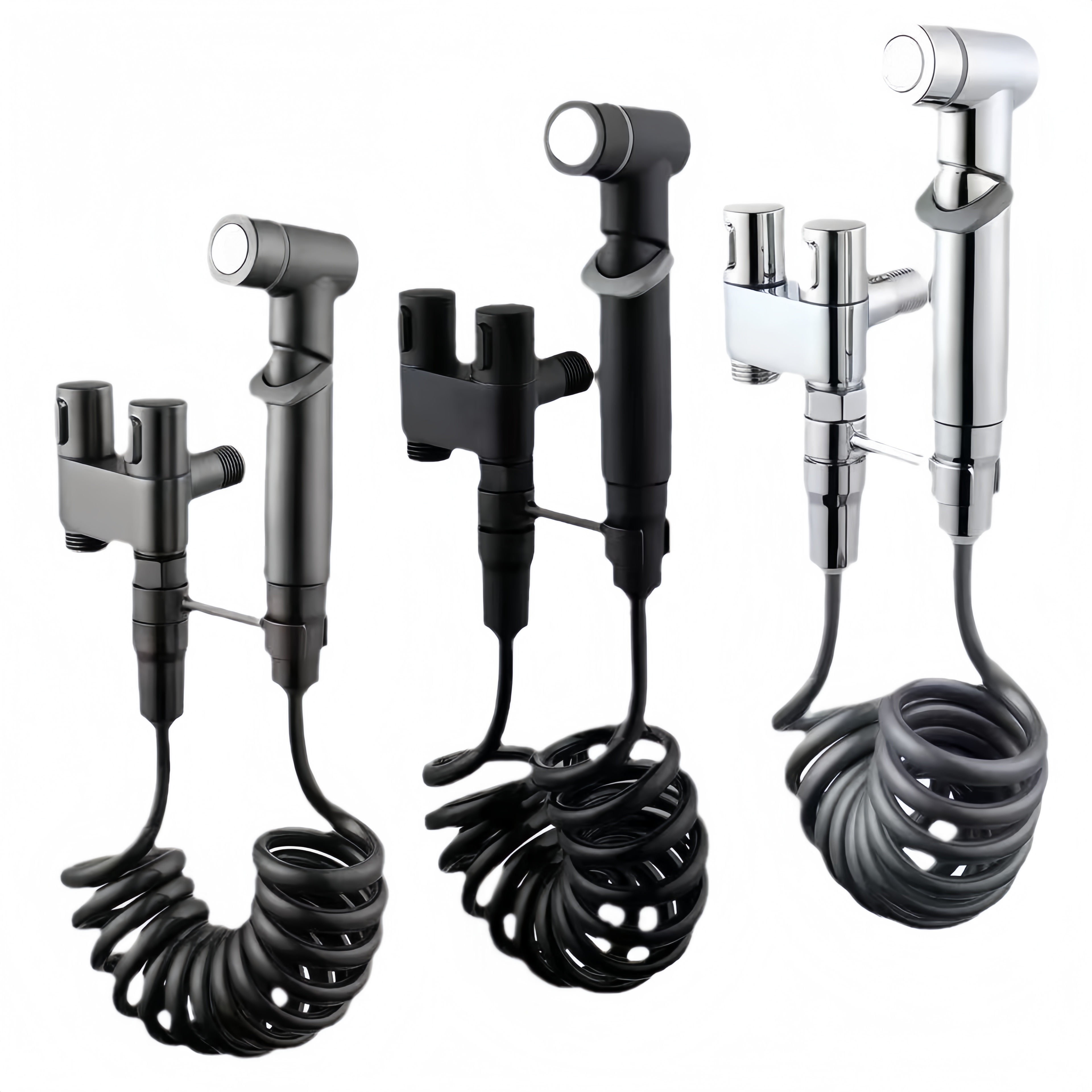 Toilet companion, spray gun flushing valve, one inlet and two outlets, faucet Angle valve with water gun, high-pressure toilet, sanitary women's washbasin, plumbing hardware details Picture