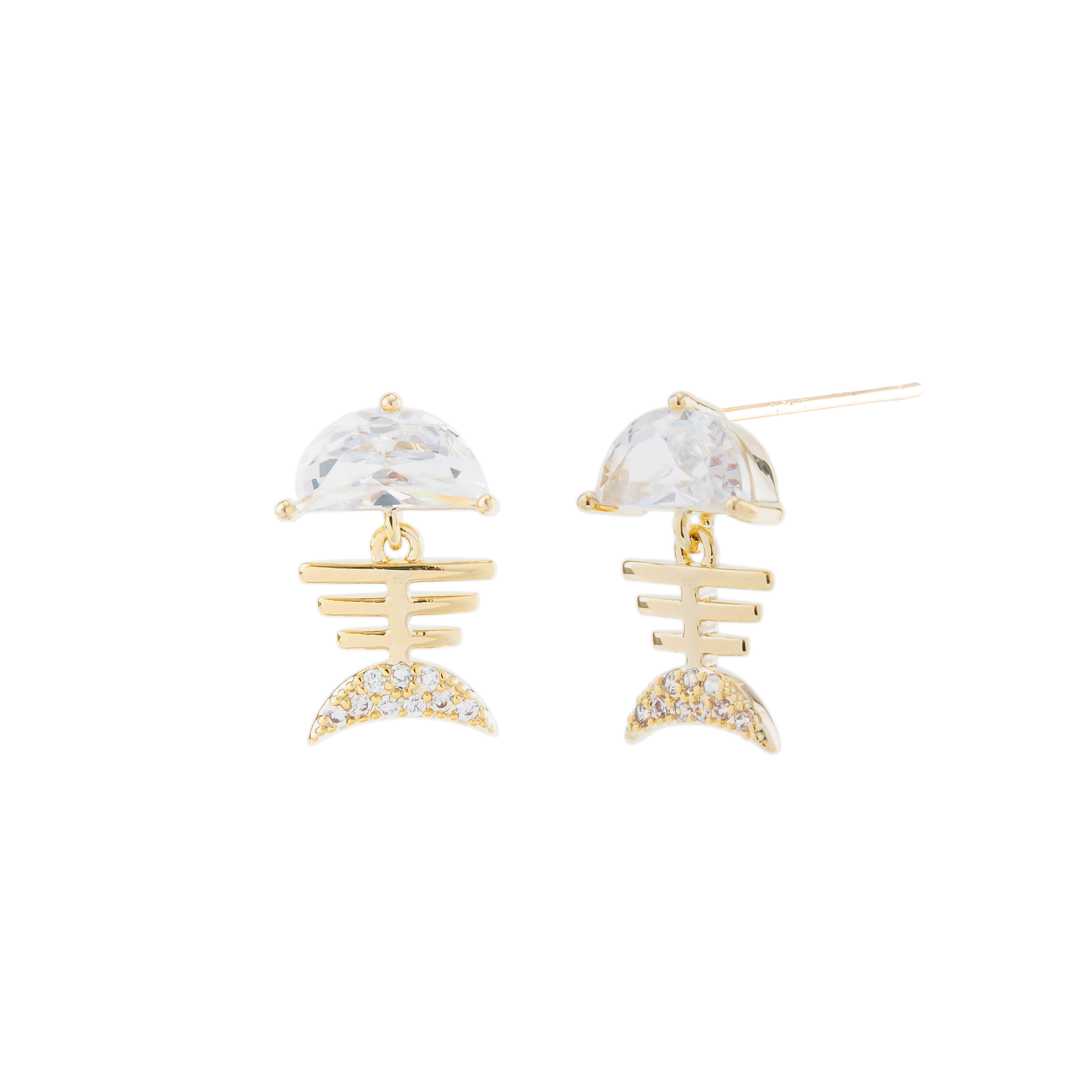Xuhui brand exquisite and light luxury copper plated with real gold and zircon inlaid 925 silver needle fishbone luxurious design fashionable stud earrings Item Picture