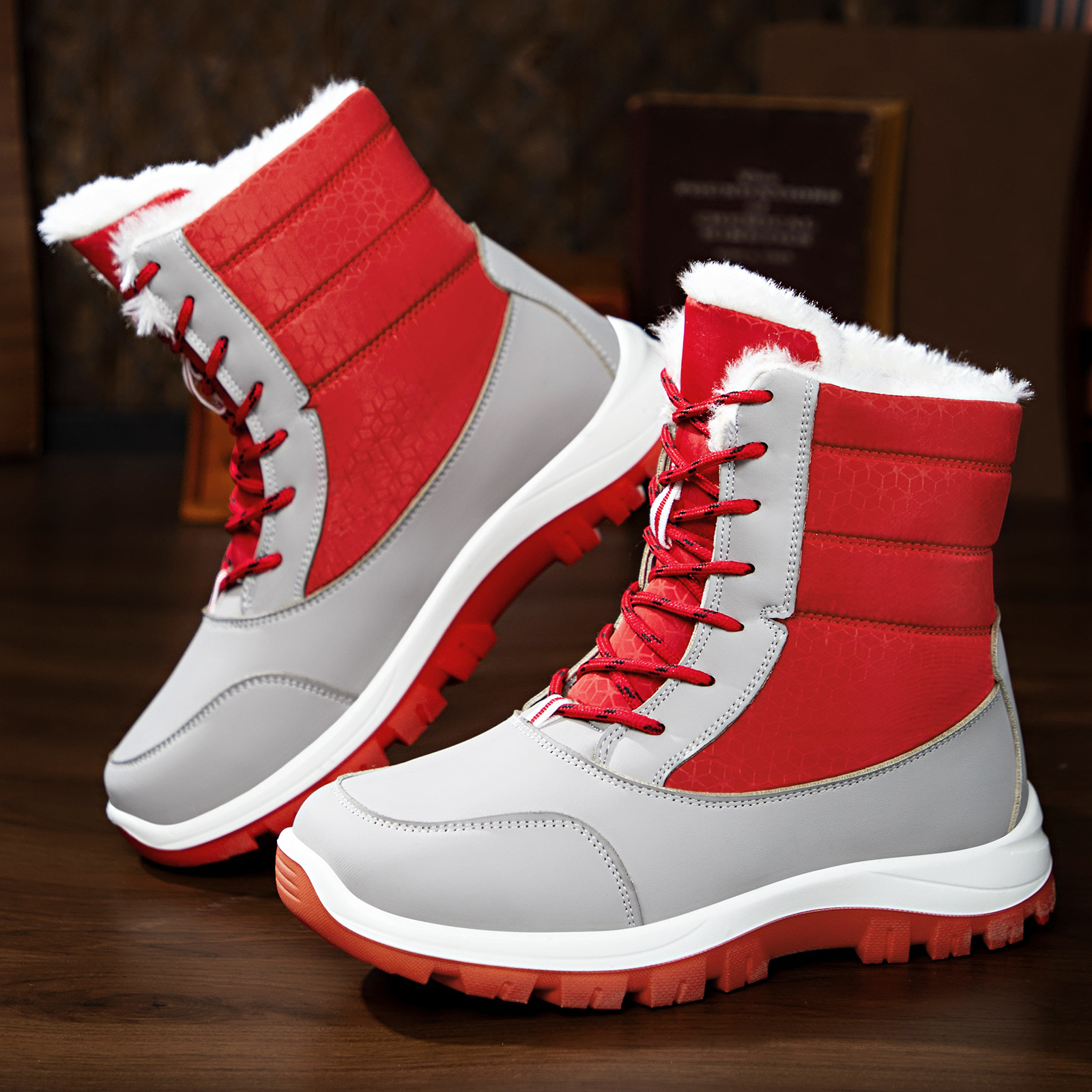 Women's cotton shoes with fleece and thickened snow boots, cold-proof and warm women's cotton boots, versatile women's boots, cross-border large-sized long boots full figure