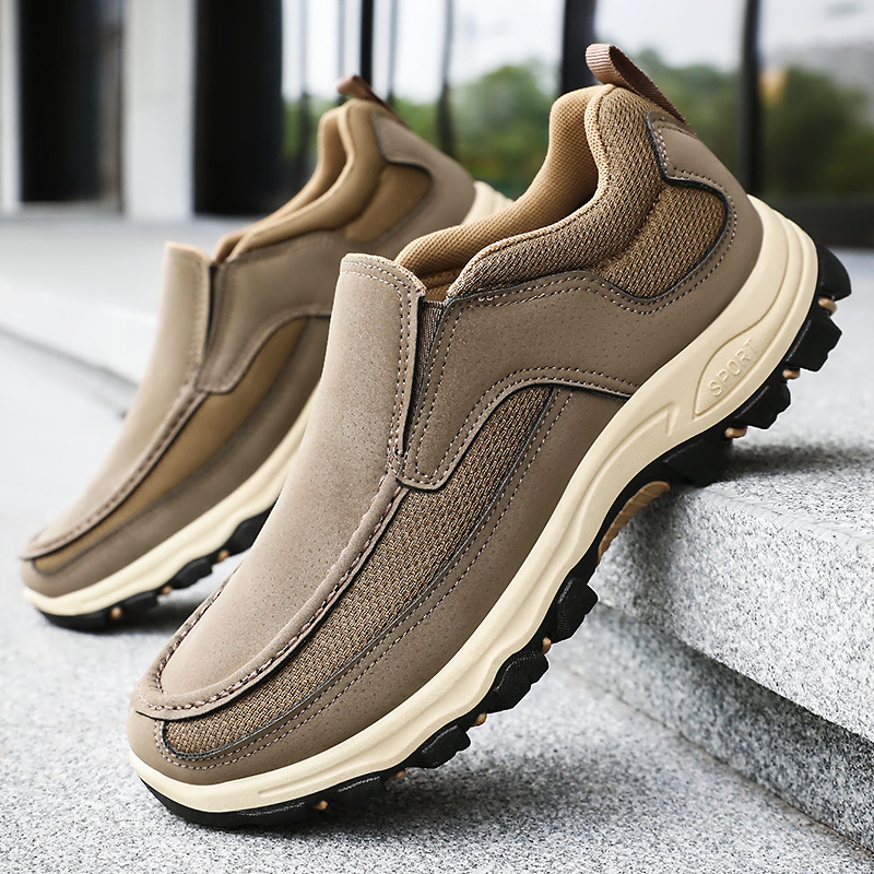 Men's casual shoes, versatile single shoes, one-step lazy shoes, breathable flying woven shoes, soft-soled dad shoes, outdoor men's shoes full figure