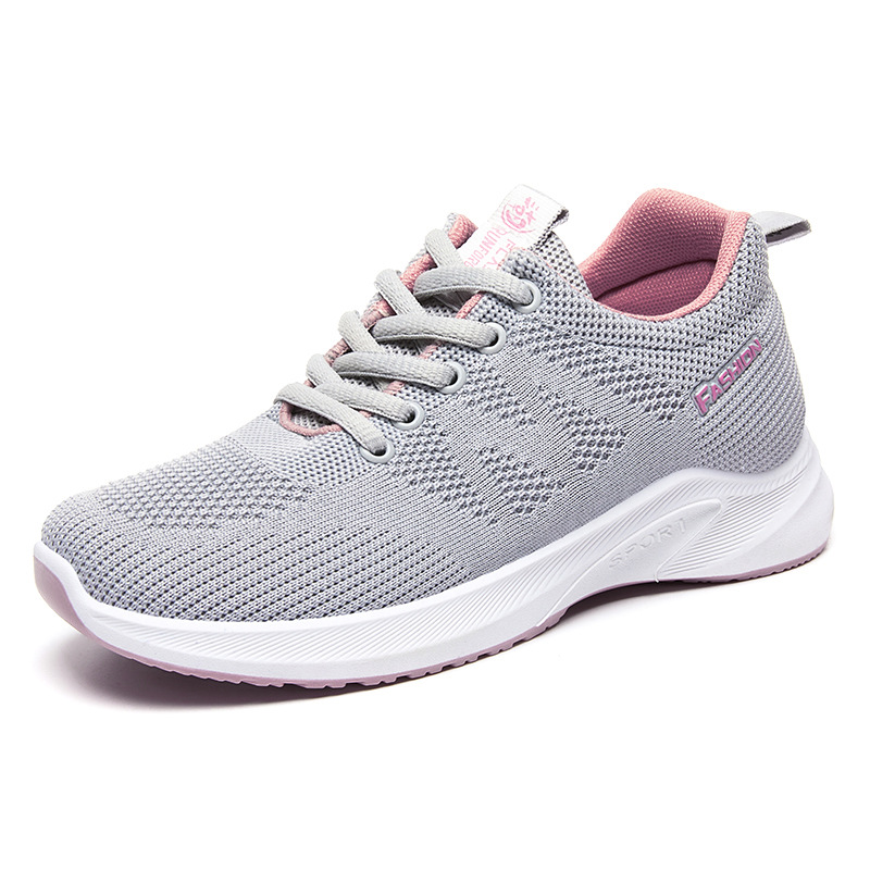Spring new breathable flying mesh running shoes for women, wholesale from the manufacturer. Flat, lightweight and soft-soled sports shoes for women Item Picture