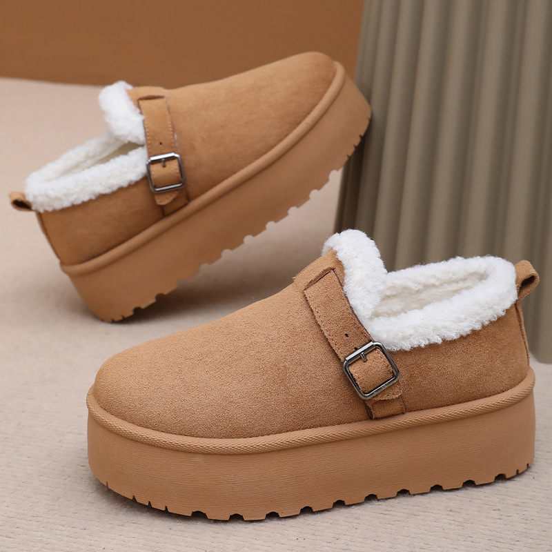 Women's winter cotton shoes with fleece and thickened snow boots, cross-border warm ankle boots, thick-soled height-increasing cotton boots, versatile women's boots full figure