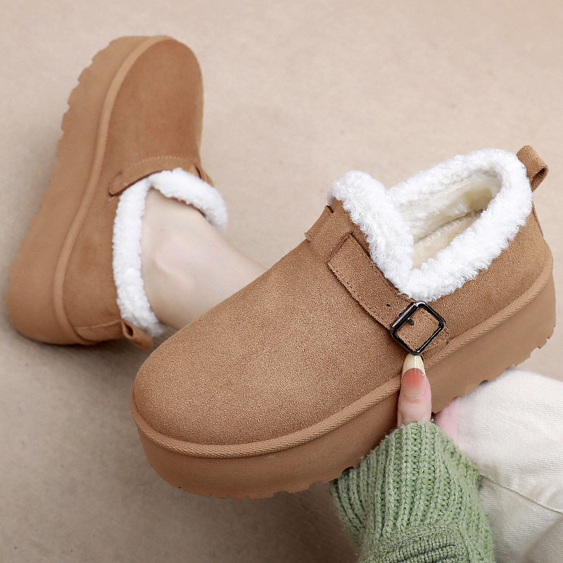 Women's winter cotton shoes with fleece and thickened snow boots, cross-border warm ankle boots, thick-soled height-increasing cotton boots, versatile women's boots details Picture