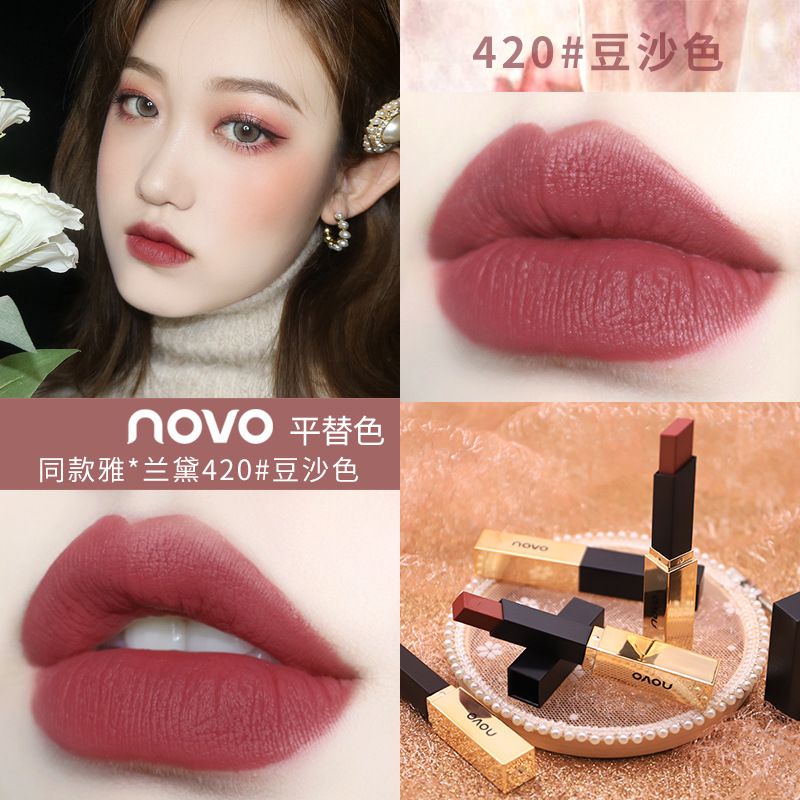 NOVO5266 matte fine tube small gold bar lipstick, long-lasting makeup, moisturizing lips, hydrating, matte, and sound-shaking, the same beauty product details Picture
