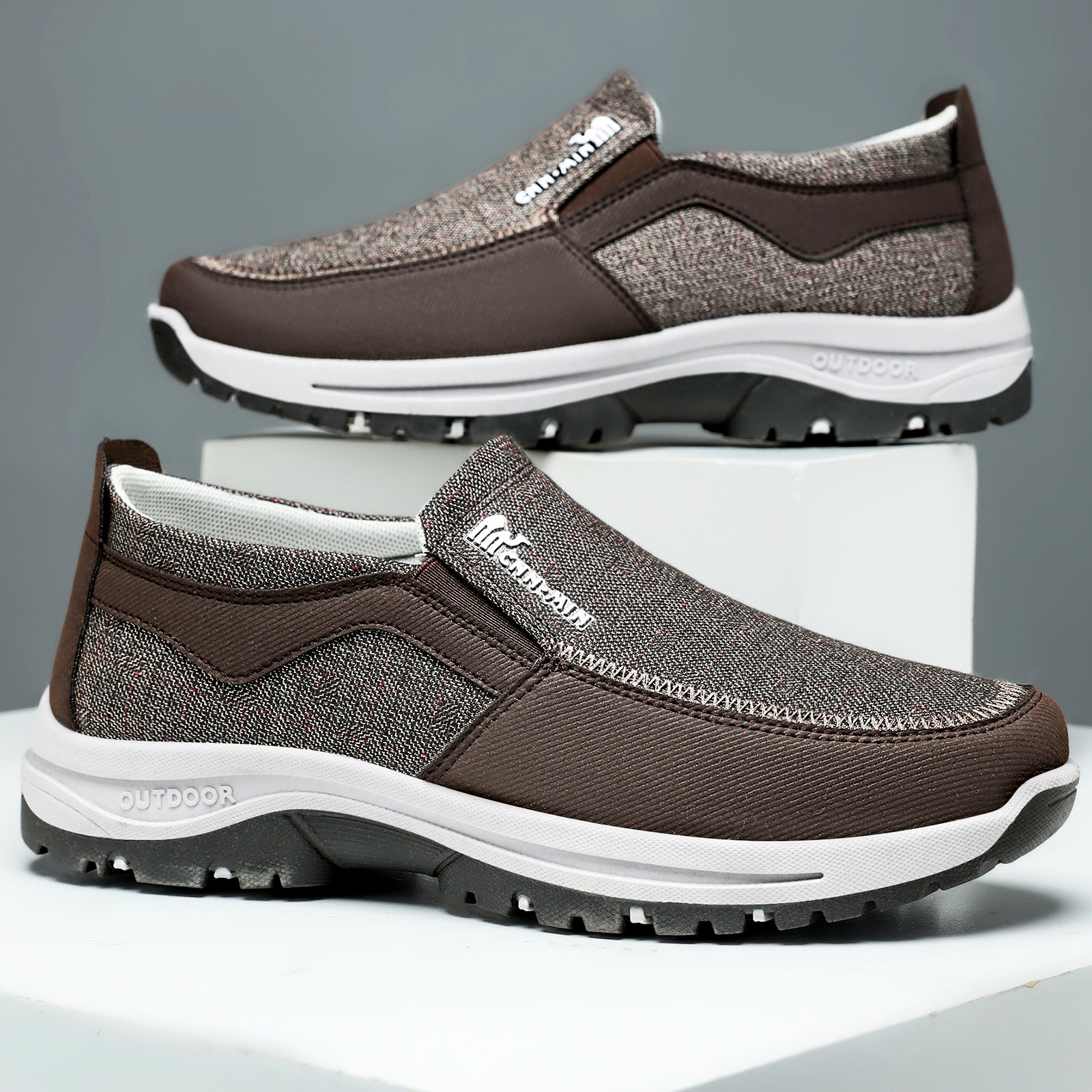 Men's walking shoes, large-sized soft-soled casual shoes, one-step dad shoes, breathable and non-smelly, single shoes, versatile men's shoes Specification drawing