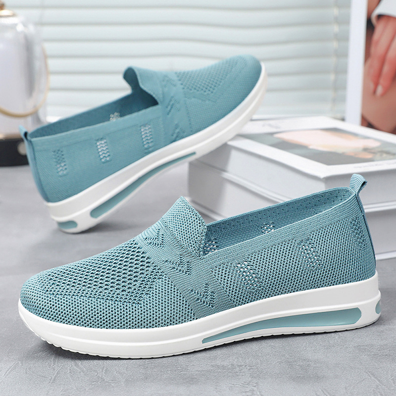 Women's casual shoes, cross-border woven breathable mesh shoes, one-foot shoes for middle-aged and elderly mothers, soft-soled comfortable single shoes Specification drawing