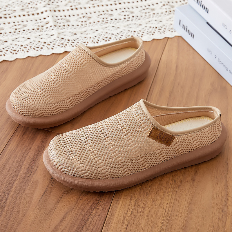 Women's shoes, versatile slippers, casual shoes, breathable one-step shoes with toe caps and half-support nets, fashionable and simple, lazy shoes Specification drawing