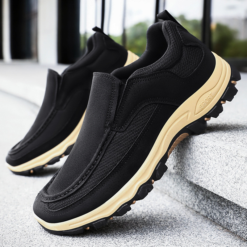 Men's casual shoes, versatile single shoes, one-step lazy shoes, breathable flying woven shoes, soft-soled dad shoes, outdoor men's shoes Specification drawing