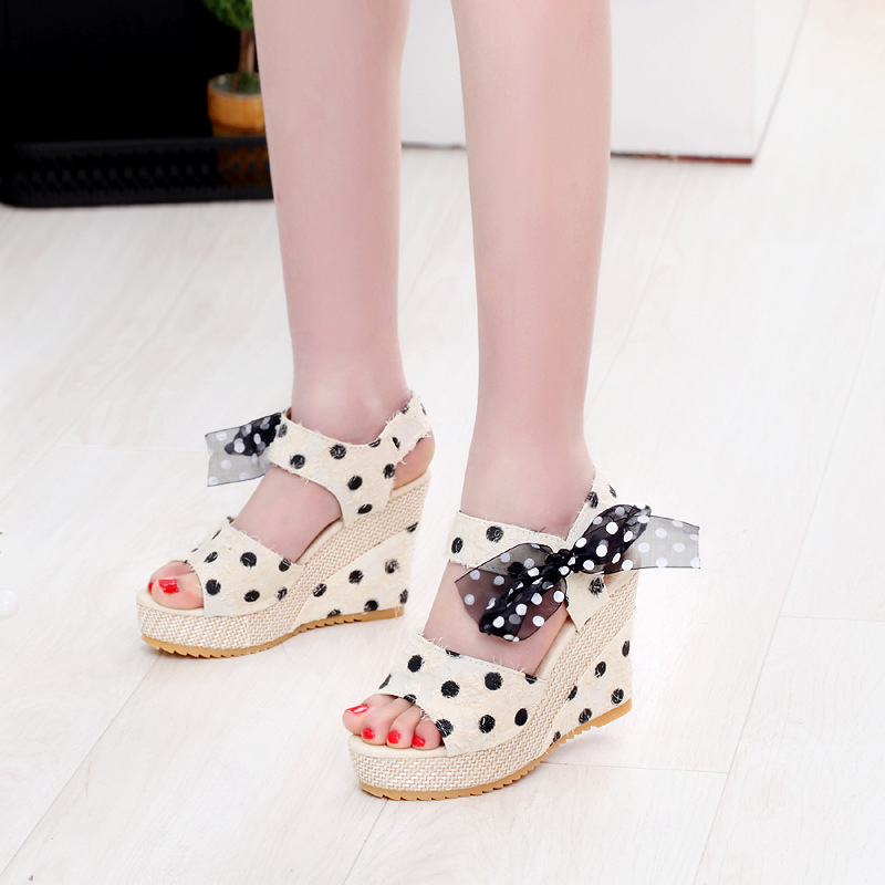 Wedge heel sandals for women with exposed toes 2023 summer new thick-soled sandals, European and American high-heeled muffin and casual foreign trade women's shoes Specification drawing
