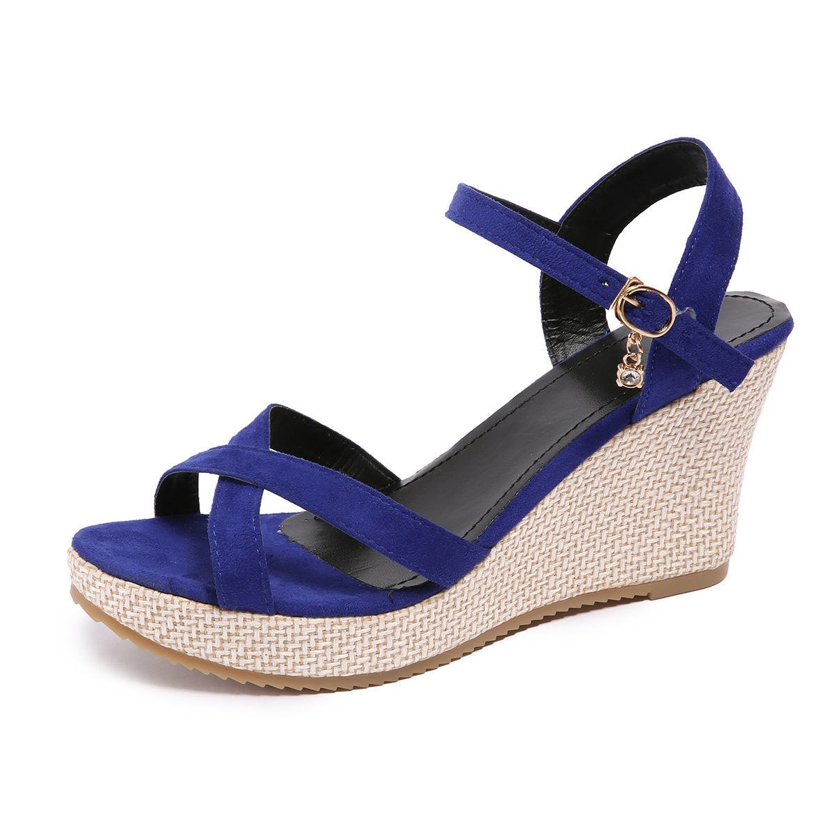 A new style of Korean thick-soled wedge heel fish-mouth high-heeled Roman sandals for women in the summer of 2025 Item Picture
