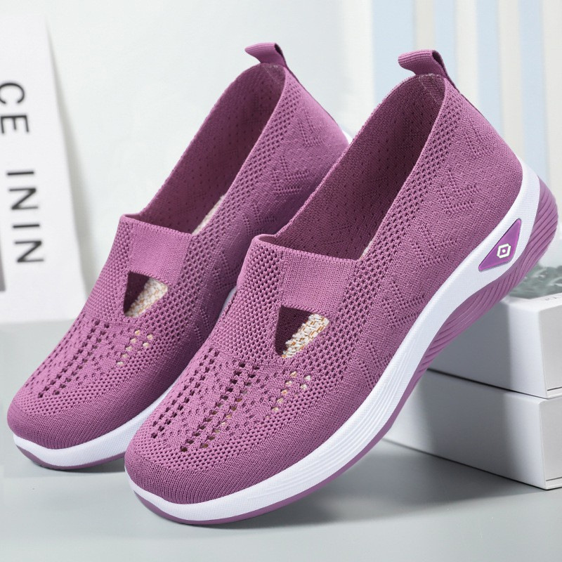Women's TEMU casual shoes, cross-border large-sized women's shoes, export single shoes, flying woven breathable fabric shoes full figure