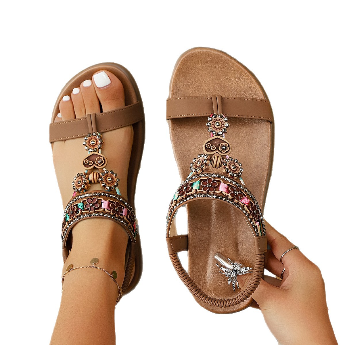 New cross-border plus-size Roman-style Bohemian outerwear sandals for summer 2025, fashionable and comfortable Item Picture