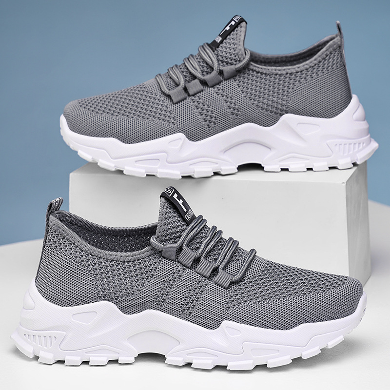 Women's shoes, versatile cross-border large-sized casual shoes, TEMU flying woven breathable single shoes, thick-soled height-increasing shoes, dad shoes details Picture
