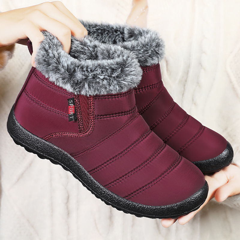 Women's winter cotton shoes, snow boots, fleece and thickened cotton boots, cold-proof and warm women's boots, cross-border foreign trade casual short boots details Picture