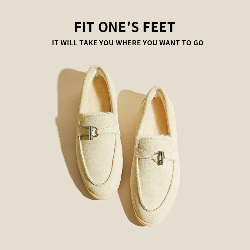 25 styles of genuine leather soft-soled fringed LP loafers for export, round toe, comfortable one-step casual, fleece single shoes for women Application Scenario