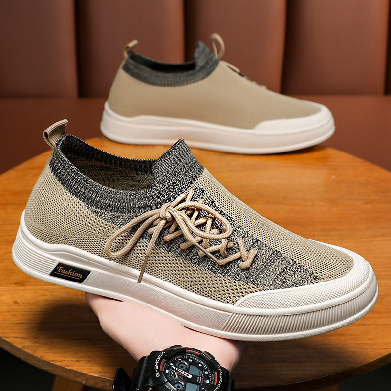 Men's casual shoes, soft-soled comfortable dad shoes, breathable and not tiring to the feet, mesh shoes, versatile flying woven shoes, shallow-mouthed men's single shoes details Picture