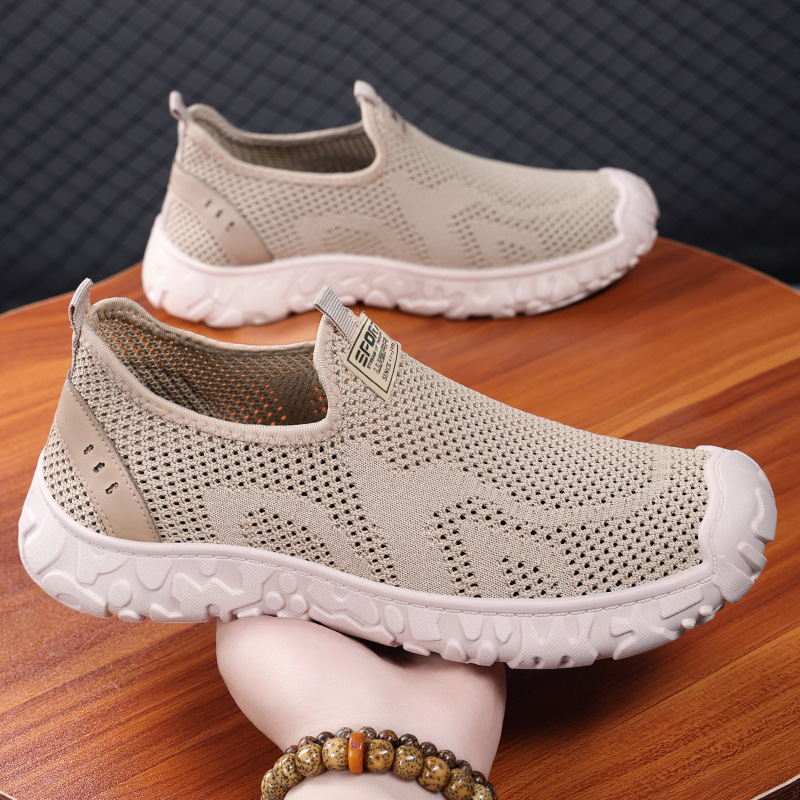 Men's casual shoes, soft-soled dad shoes, versatile men's shoes, breathable and non-smelly feet, flying woven shoes, old Beijing cloth shoes, single shoes details Picture