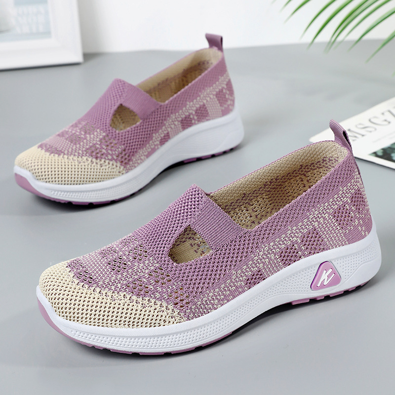 Women's cross-border women's shoes, casual shoes, breathable single shoes made of flying fabric, old Beijing cloth shoes, one-foot shoes for middle-aged and elderly mothers Application Scenario