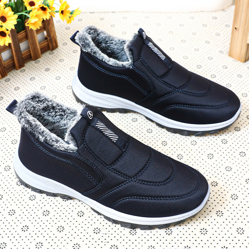 Men's winter cross-border large-sized cotton boots, one-foot fleece and thickened couple snow boots, warm senior boots, short boots details Picture