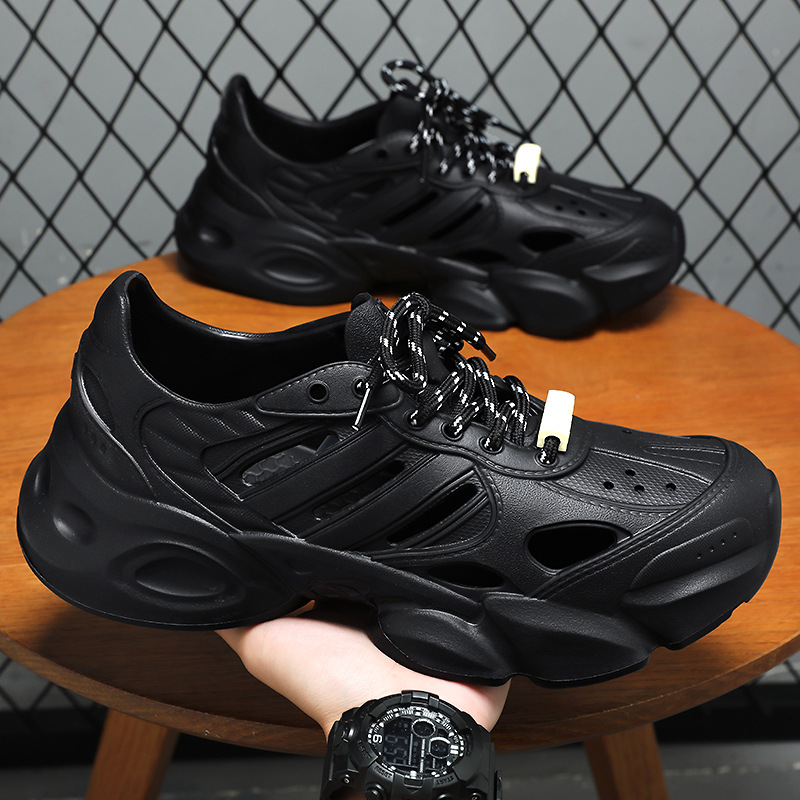 Men's summer beach shoes, solid color versatile crocs, EVA lightweight sandals, height-increasing breathable casual shoes Specification drawing