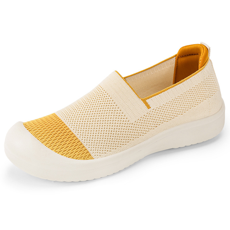 Women's casual shoes, breathable flying woven shoes, non-smelly feet, mesh shoes, fashionable and versatile women's single shoes, one-step lazy shoes Item Picture