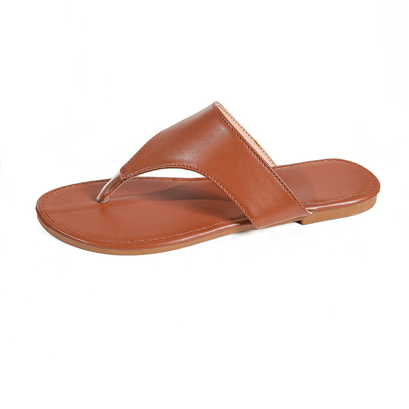 Cross-border large-sized women's shoes 2025 Summer new round toe flat bottom outerwear simple herringbone women's slippers in stock wholesale Item Picture