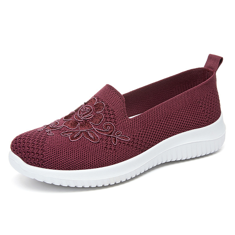 Women's shoes, old Beijing cloth shoes, cross-border women's shoes, flying woven embroidered shoes, shoes for middle-aged and elderly mothers, one foot shallow opening single shoes Item Picture