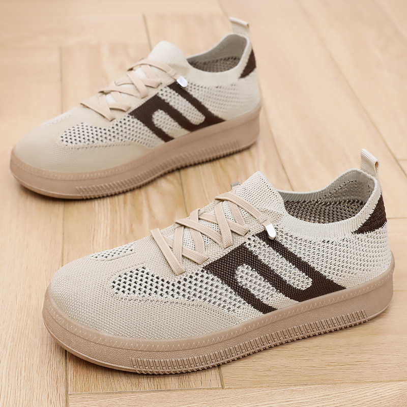 Women's shoes, Dexun shoes, fashionable and versatile, casual shoes, soft-soled and not tiring to the feet, sports shoes, breathable mesh shoes, comfortable flying woven shoes details Picture