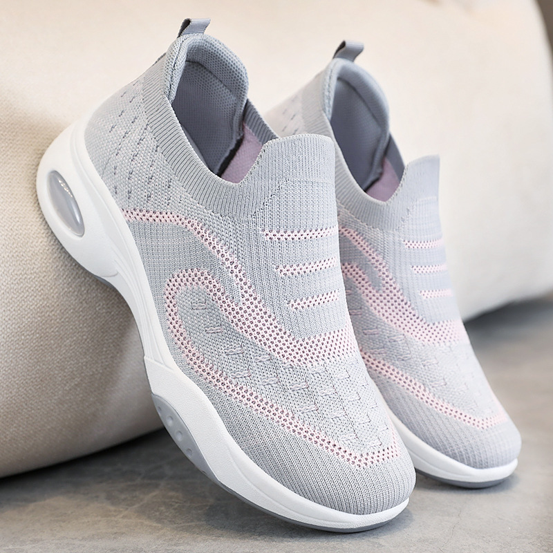 Women's sports shoes, versatile cross-border shoes, soft-soled air-cushioned shoes, flight-woven breathable mesh shoes, one-step women's shoes details Picture