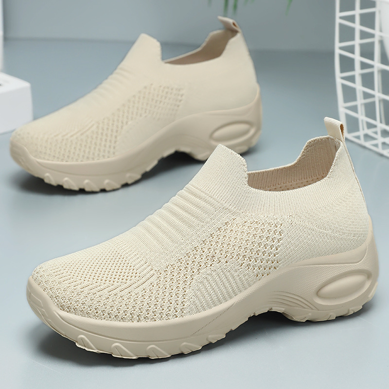 Women's casual shoes, cross-border versatile women's shoes, one-step lazy shoes, flying woven breathable mesh shoes, soft-soled women's single shoes Specification drawing