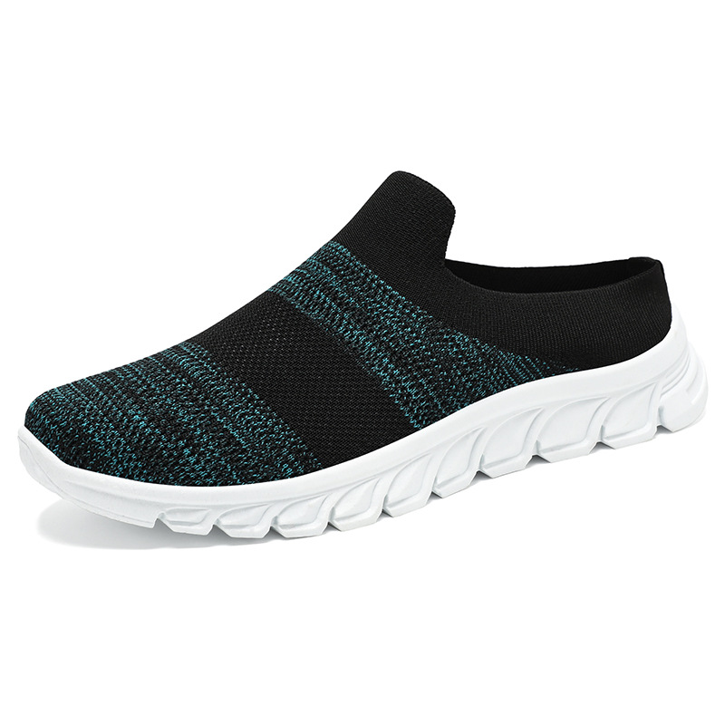 Men's shoes: Flip-flops, casual shoes on one foot, breathable and non-smelly, single shoes, flying weave, versatile men's shoes, shallow opening, half slippers Item Picture