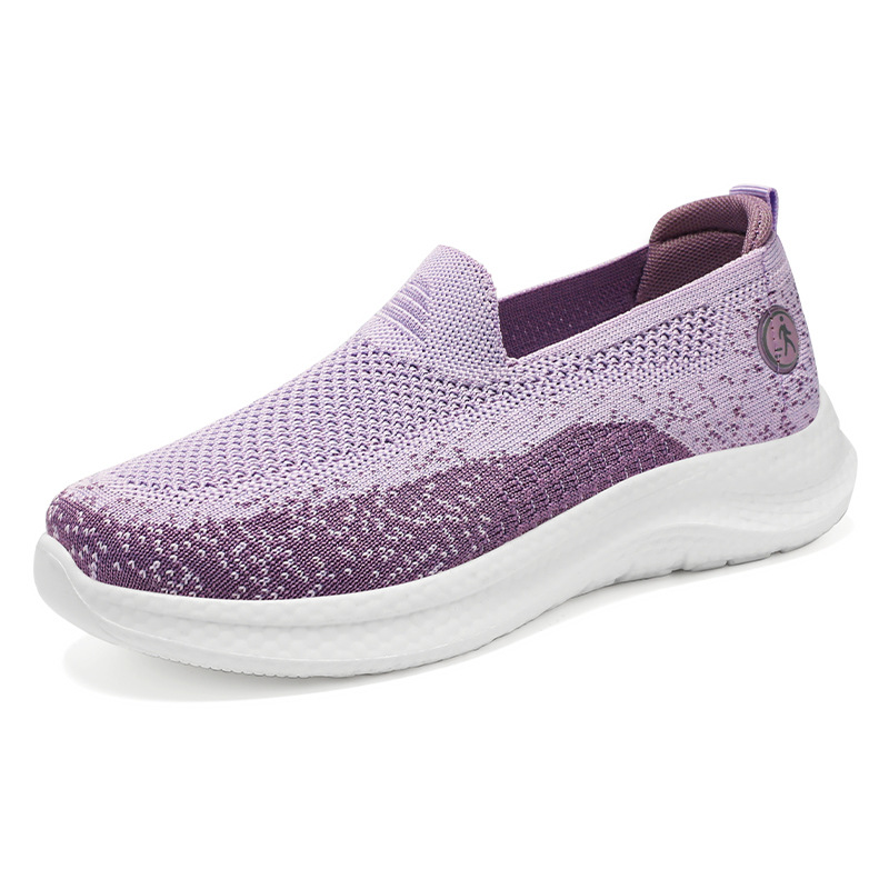Summer's new style of old Beijing cloth shoes, casual women's single shoes, flying weave breathable women's shoes, soft-soled comfortable mom shoes Item Picture