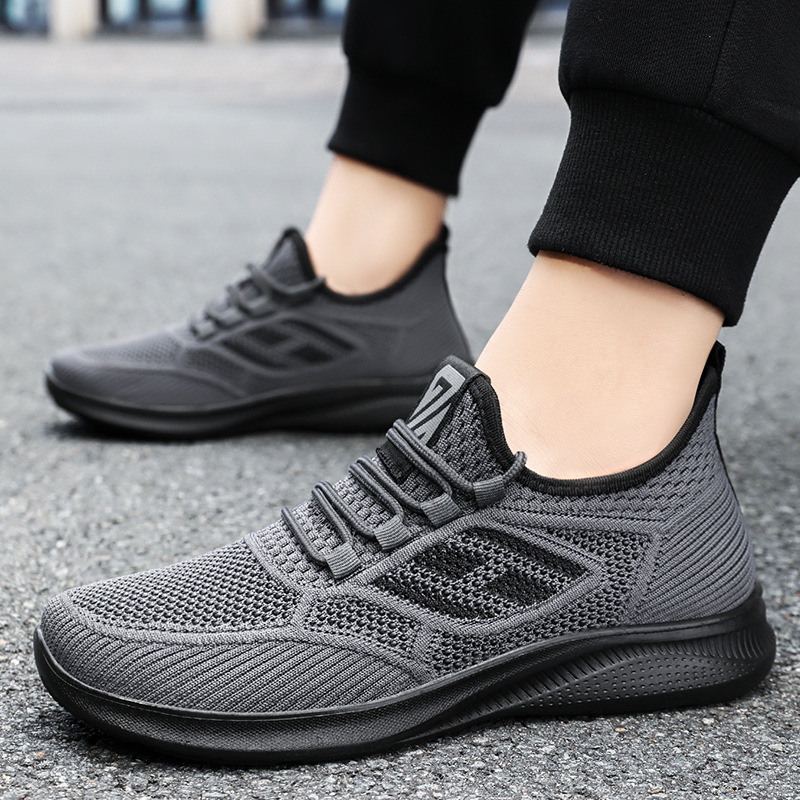 Men's shoes, sports shoes, breathable mesh shoes, non-smelly feet, flying woven shoes, soft-soled, comfortable running shoes, fashionable and trendy casual shoes Specification drawing