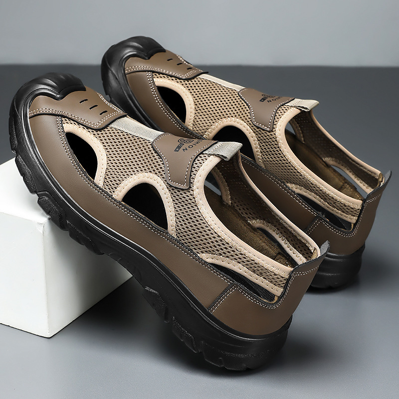 Men's summer sandals, cross-border large-sized men's shoes, breathable and non-smelly feet, casual shoes, perforated net shoes, dad shoes, single shoes full figure
