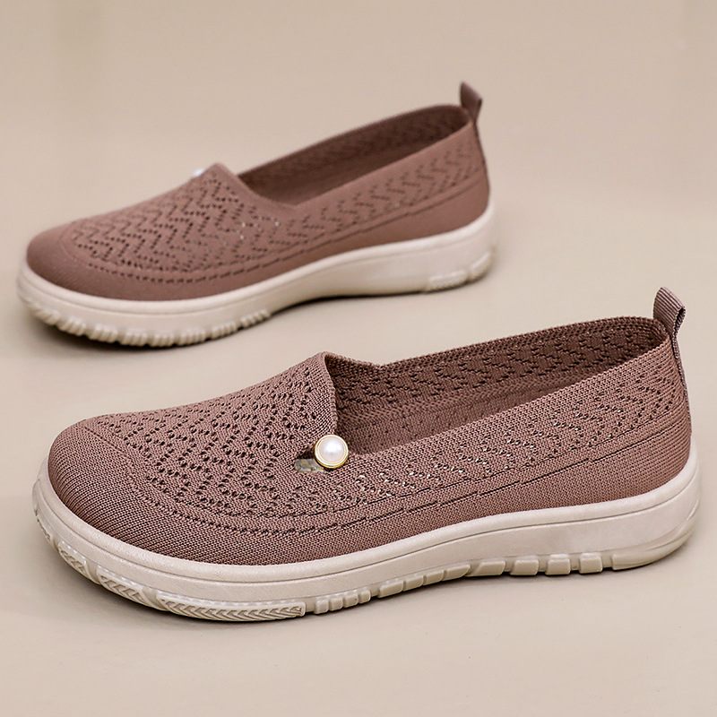 Women's shoes, casual shoes, soft-soled and comfortable, mom shoes, breathable flying woven shoes, non-smelly feet, mesh shoes, lightweight and versatile women's single shoes full figure