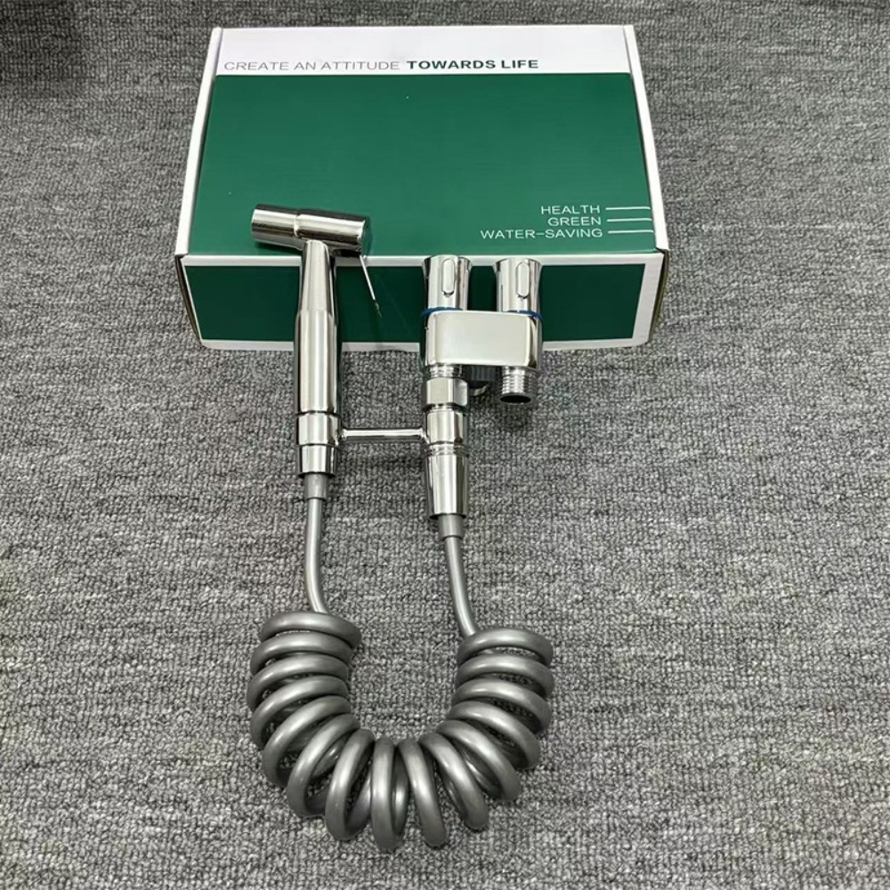 Toilet companion, spray gun flushing valve, one inlet and two outlets, faucet Angle valve with water gun, high-pressure toilet, sanitary women's washbasin, plumbing hardware Item Picture