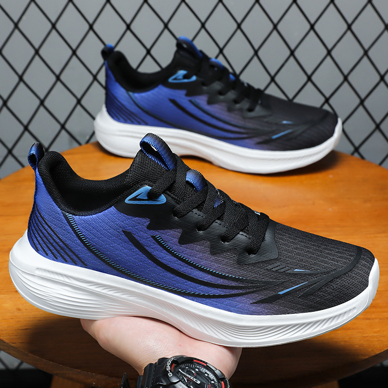 Men's shoes: Fashionable and versatile sports shoes, breathable flying woven mesh shoes, soft-soled shoes that don't tiring the feet, running shoes, comfortable and trendy single shoes details Picture