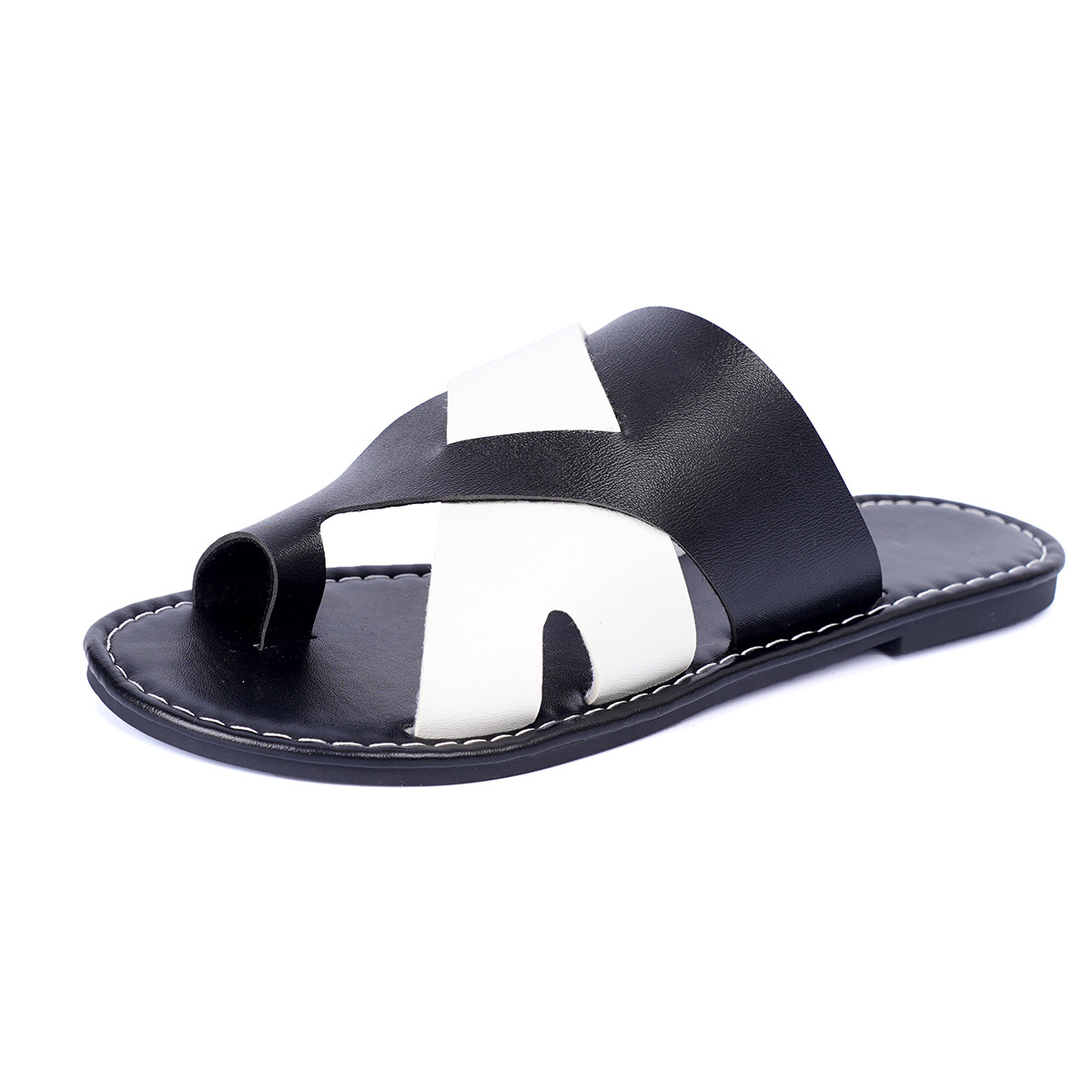 Summer new large-sized women's casual flat slippers and sandals for export, independent station cross-border toe-heeled flat sandals 43 Item Picture