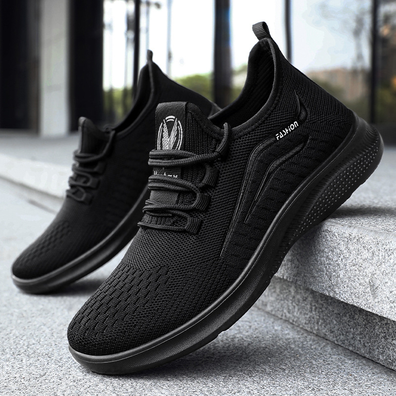 Men's sports shoes, breathable mesh shoes, non-smelly feet, flying woven shoes, soft-soled and comfortable running shoes, classic and versatile casual shoes details Picture