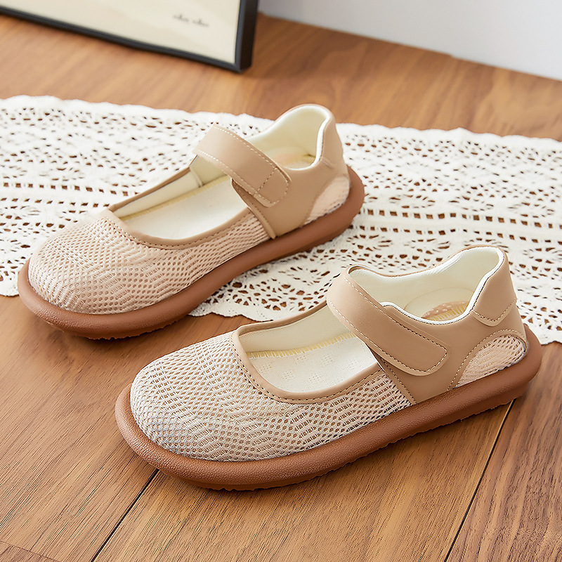 Japanese-style sweet girl-style casual shoes for women, solid color and simple foreign trade women's shoes, shallow opening breathable net shoes Specification drawing