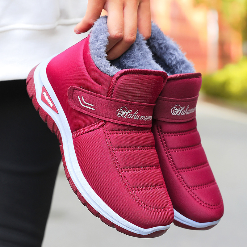 Women's shoes, cotton shoes, cross-border large-sized cotton boots, fleece and thickened women's boots, warm snow boots, short boots for middle-aged and elderly couples full figure