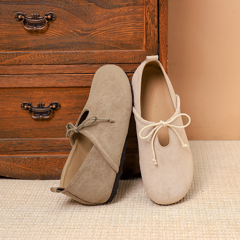 Casual flat, full-bag Burken shoes for women, new Spring and Autumn 2024 collection, retro and versatile, soft-soled, one-step lazy shoes Specification drawing