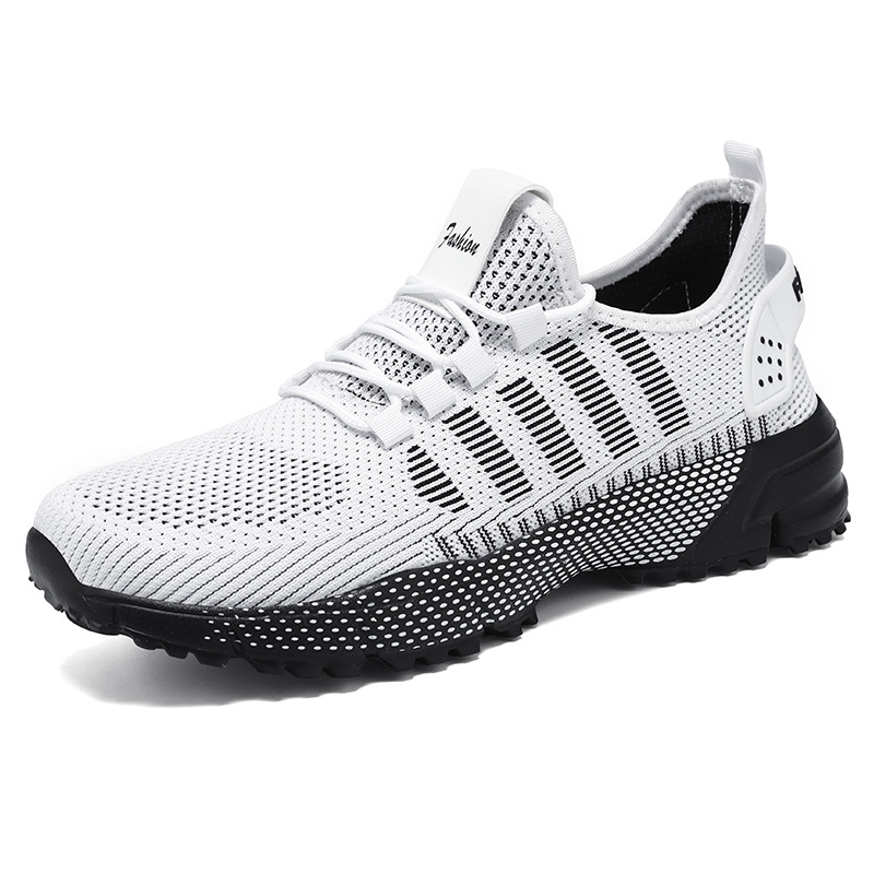 Men's shoes and sports shoes cross-border consignment, large-sized flying woven single shoes, soft-soled comfortable running shoes, breathable and non-smelly feet, mesh shoes Item Picture